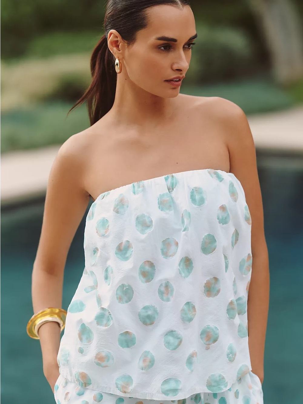 Brand New Celandine Strapless Polka Dot Top